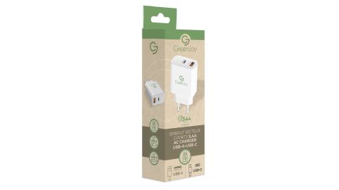 Chargeur Embout secteur 18W / 3,4A - 2 ports (1 USB et 1 type C) - Blanc