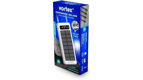 Vortex Batterie Externe Solaire avec Câbles Intégrés