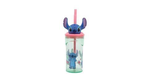 Verre en plastique 3D avec paille Stitch 360 ml