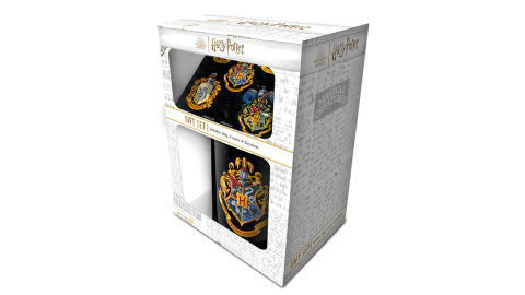 Set Harry Potter Mug sous verre et porte-clés Poudlard emblème