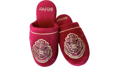 Chaussons femme Harry Potter bordeaux emblème Poudlard doré