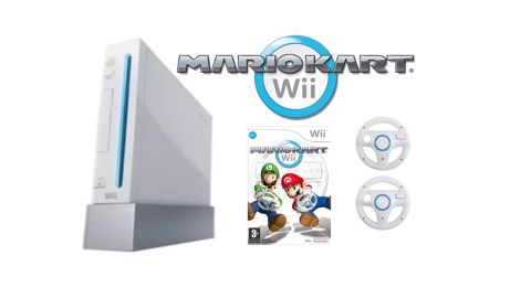 Console Nintendo Wii Blanche en boite + Jeu Mario Kart et deux volants