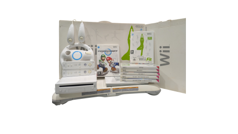 Pack Nintendo Wii en boîte avec 2 Wiimote, 2 Nunchuck, Wii Balance Board et jeux inclus