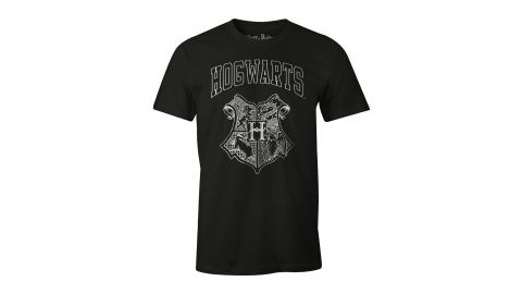 T-shirt Harry Potter noir Blason Poudlard blanc