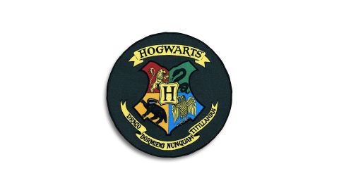 Tapis Harry Potter blason Poudlard rond noir