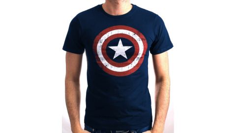 Tee-Shirt Bleu Marine Logo Shield Captain America