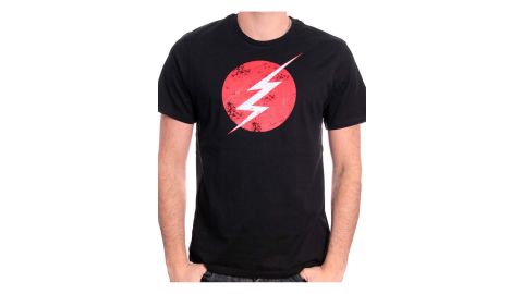 Tee Shirt Noir Logo Distress Flash 