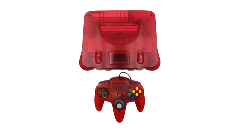 Console Nintendo 64 PAL EUR – Clear Red Edition (Rouge Transparente)