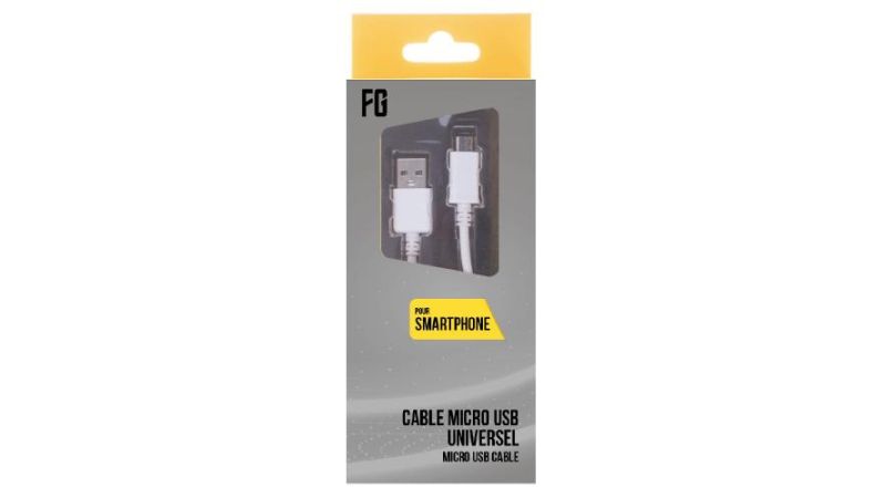 Câble de charge data Micro USB universel 1m Blanc
