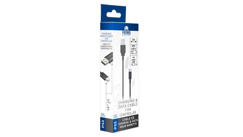 Câble USB de recharge manette 3m PS3 - Freaks And Geeks