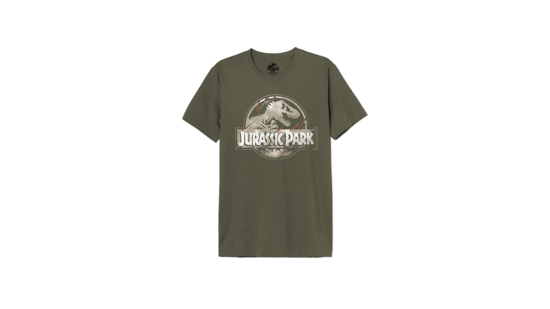 T-shirt Jurassic Park kaki Logo cracked