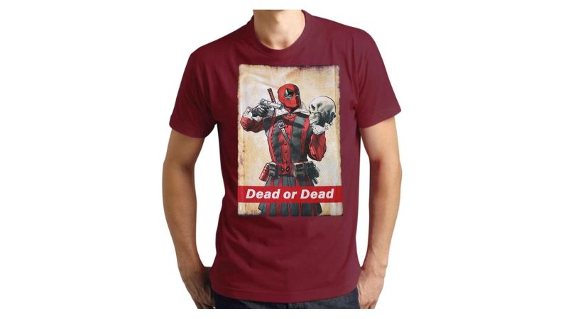 Tee-Shirt Deadpool Dead or Dead bordeaux