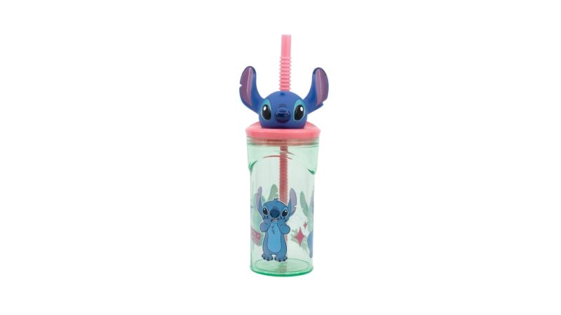 Verre en plastique 3D avec paille Stitch 360 ml