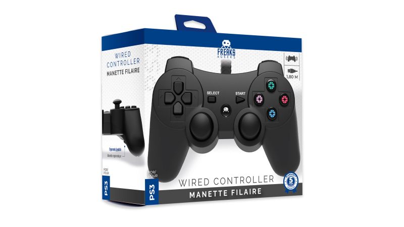 Manette Filaire pour PS3 et PC- 1.8m câble - Noir