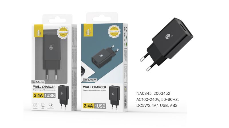 Chargeur Embout Secteur Sans Cable-2,4A-1 USB
