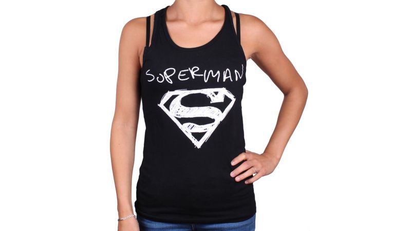 Débardeur Femme Noir Grunge Superman