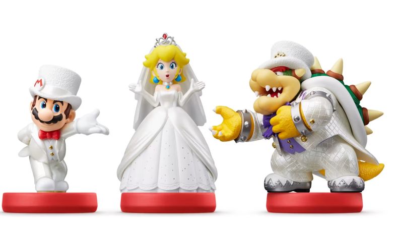 Amiibo Collection Super Mario - Bowser+Mario+Peach (Tenues de mariage)