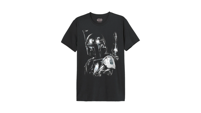 T-Shirt Star Wars Noir Boba Fett silver