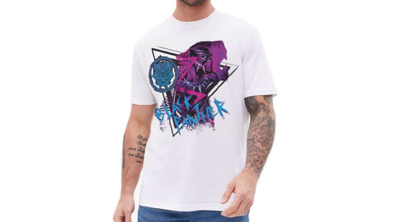 Tee-Shirt Black Panther blanc Tag Marvel