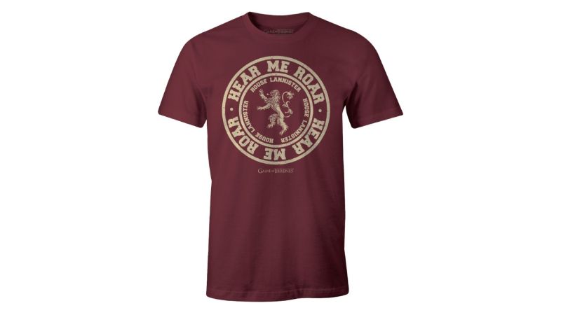 Tee-Shirt Game of Thrones Lannister bordeaux Hear me roar