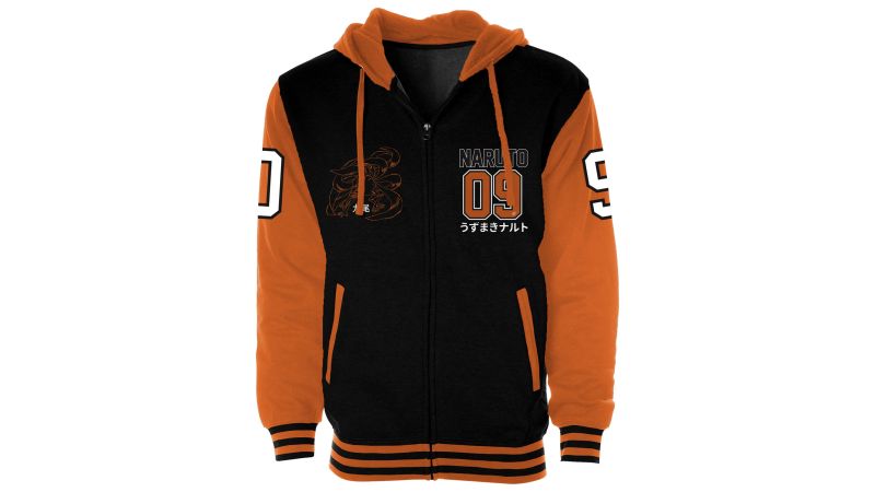 Veste Teddy Naruto noire et orange Varsity 09